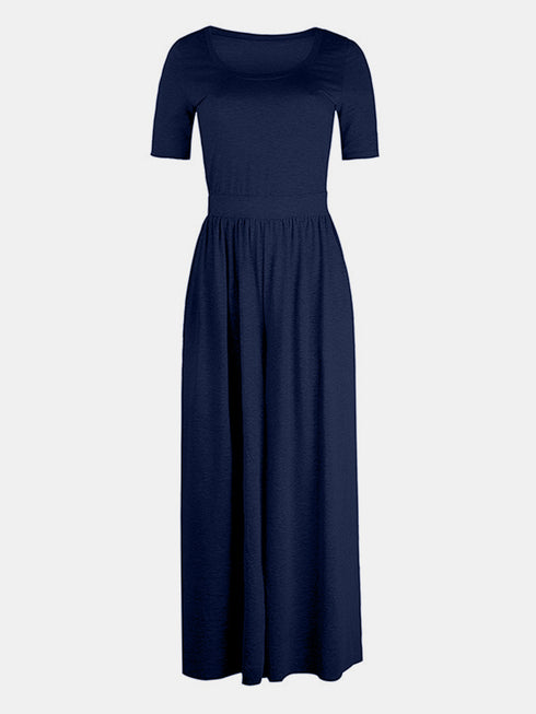 Scoop Neck Short Sleeve Jumpsuit - Odaingerous